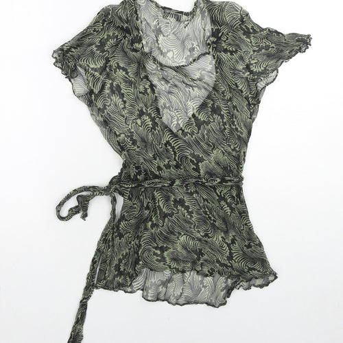 NEXT Womens Green Geometric Polyester Basic Blouse Size 12 Scoop Neck