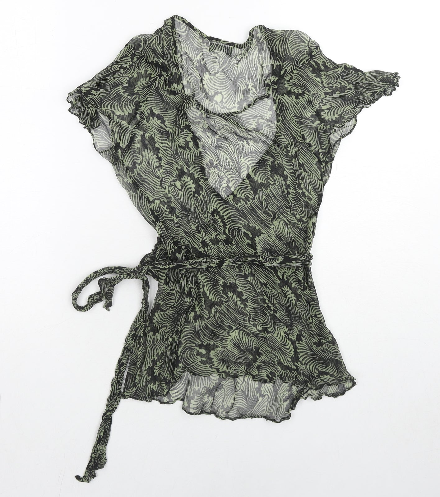 NEXT Womens Green Geometric Polyester Basic Blouse Size 12 Scoop Neck