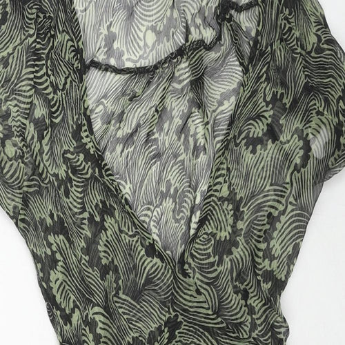 NEXT Womens Green Geometric Polyester Basic Blouse Size 12 Scoop Neck