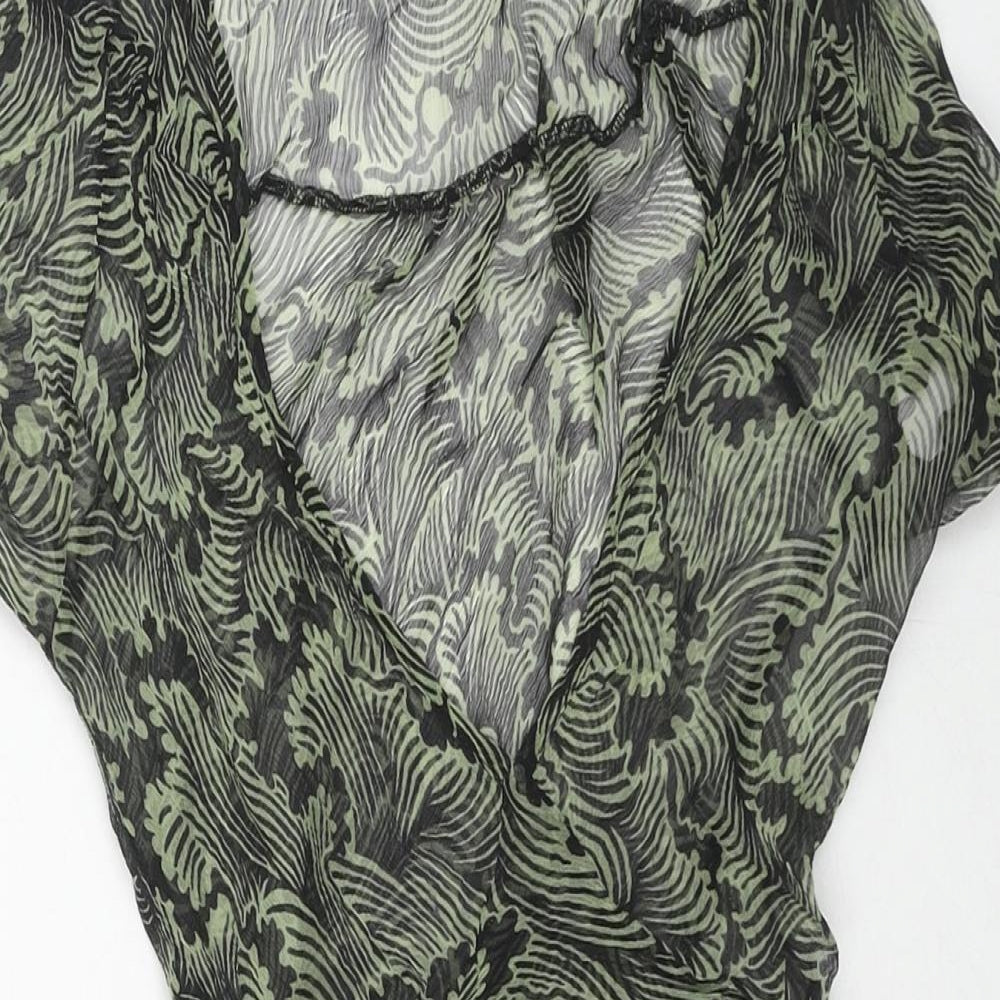 NEXT Womens Green Geometric Polyester Basic Blouse Size 12 Scoop Neck