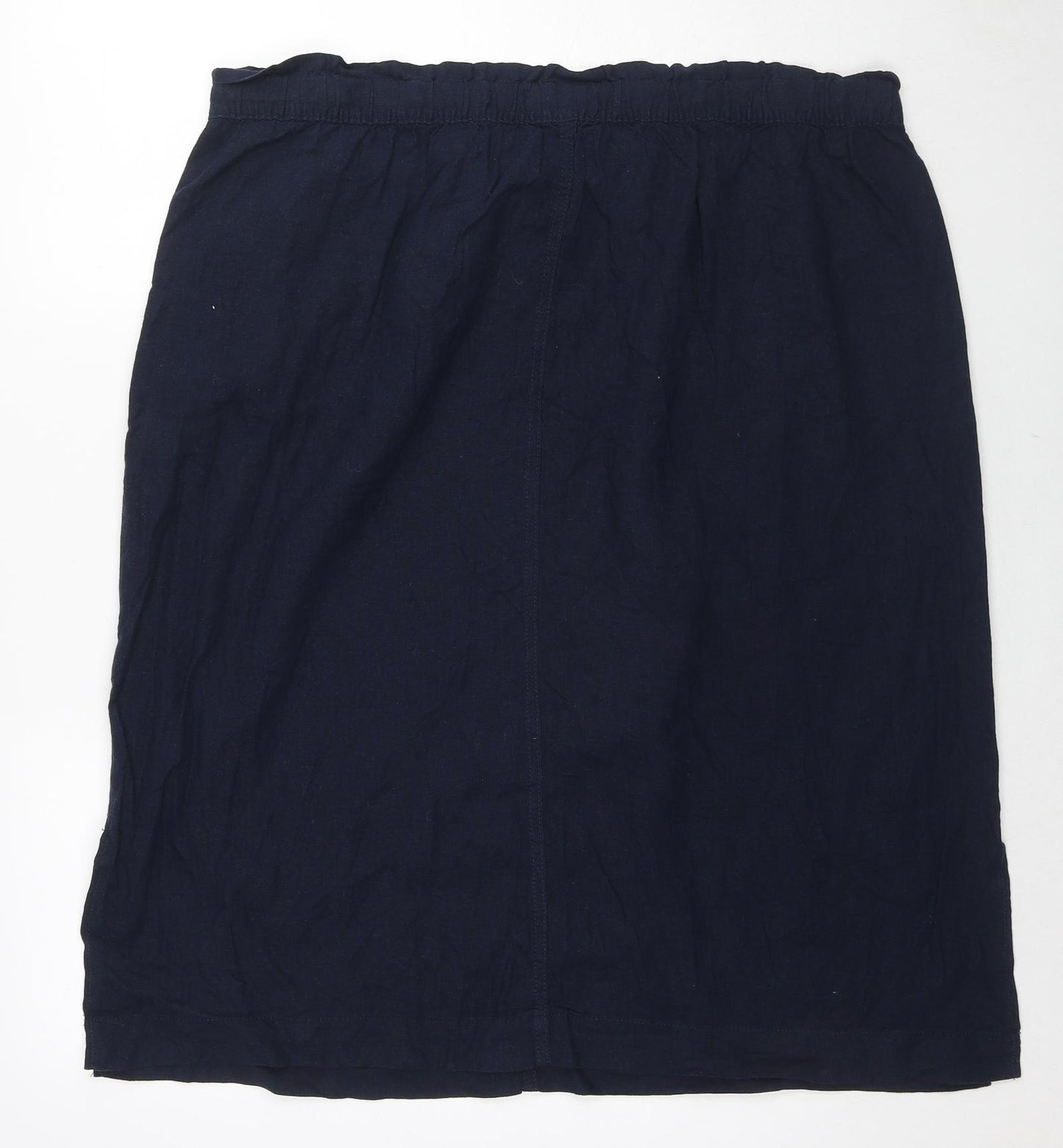Marks and Spencer Womens Blue Linen A-Line Skirt Size 22 Drawstring