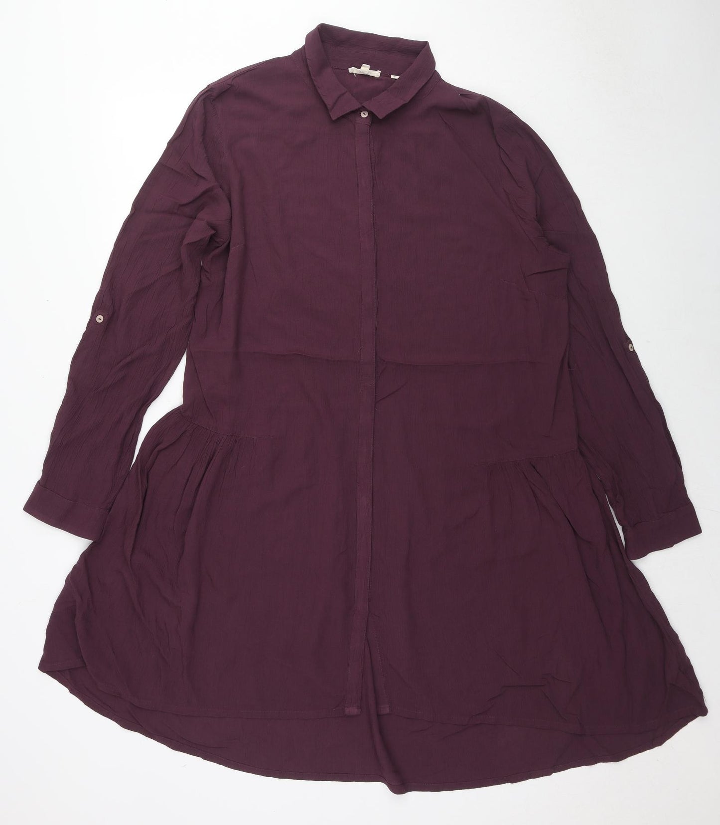 Fat Face Womens Purple Viscose Shirt Dress Size 14 Collared Button
