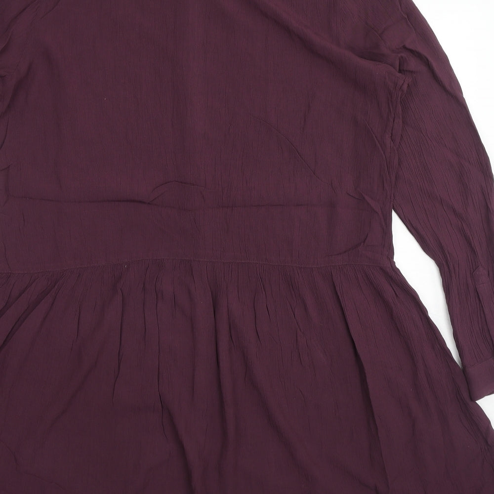 Fat Face Womens Purple Viscose Shirt Dress Size 14 Collared Button
