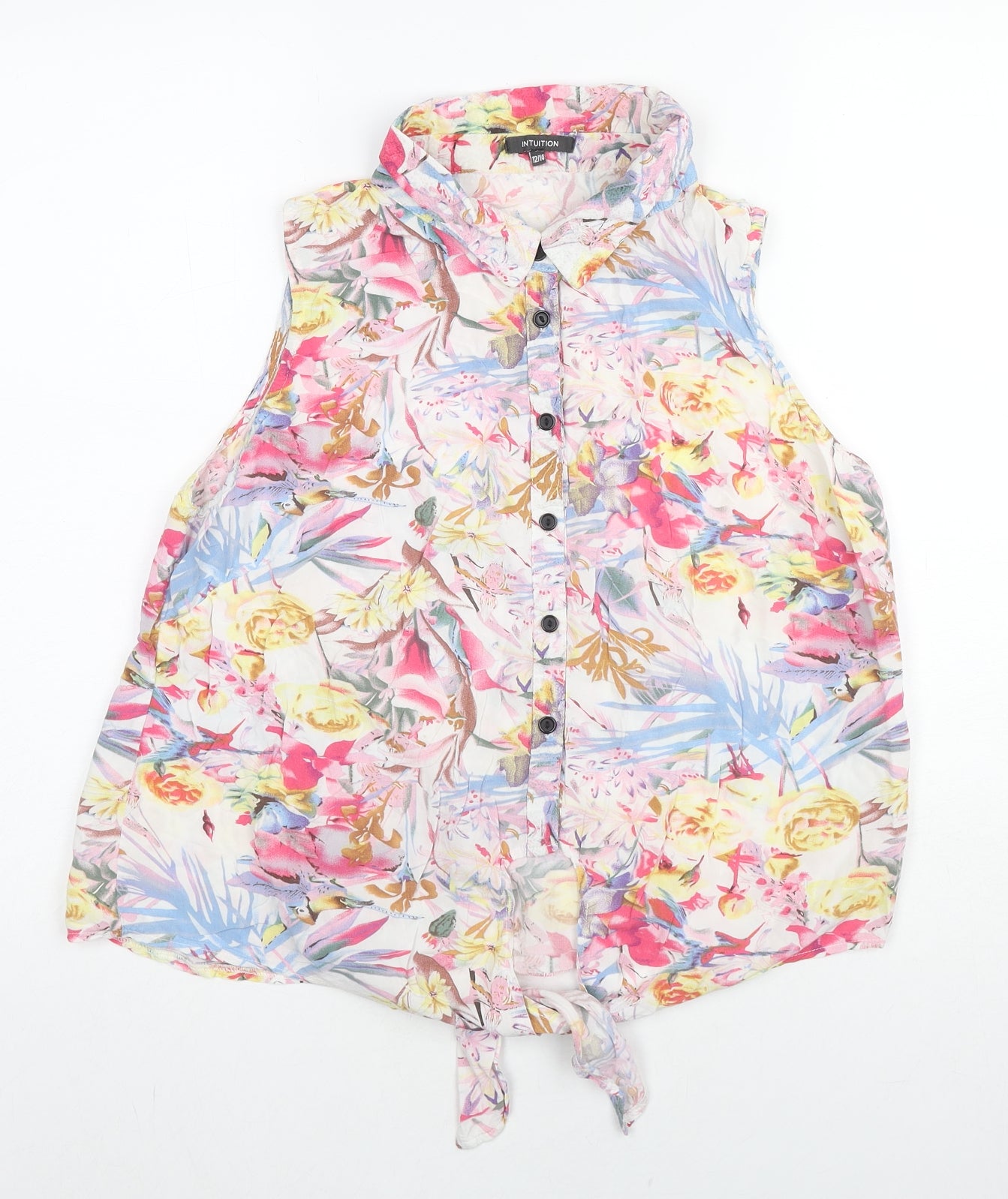 Intuition Womens Multicoloured Floral Viscose Basic Button-Up Size 12 Collared - Size 12-14