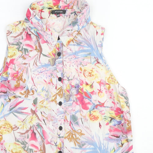 Intuition Womens Multicoloured Floral Viscose Basic Button-Up Size 12 Collared - Size 12-14