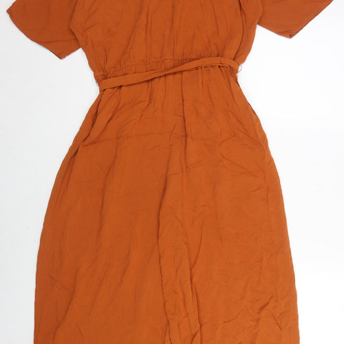 ASOS Womens Brown Viscose Jumpsuit One-Piece Size 14 L26 in Button