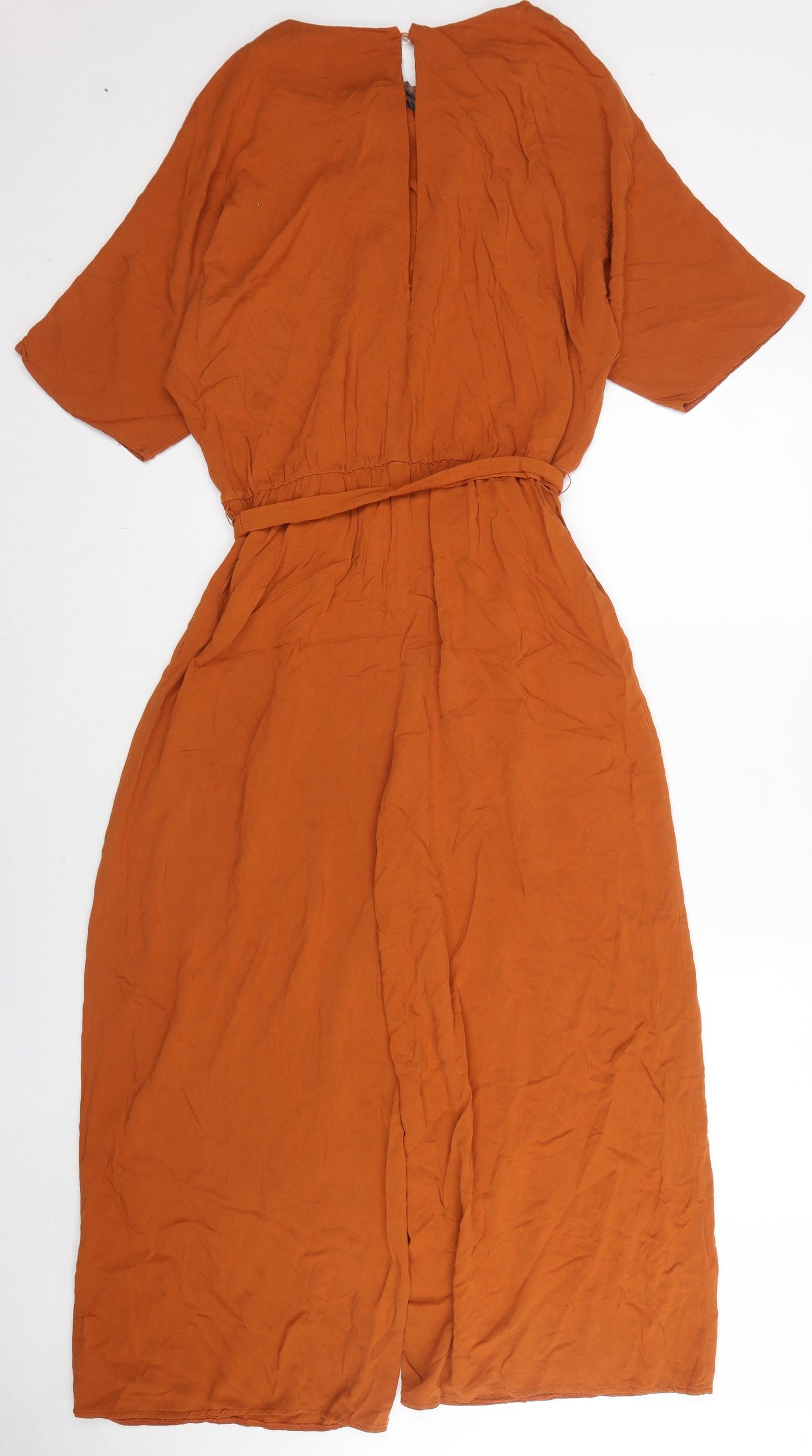 ASOS Womens Brown Viscose Jumpsuit One-Piece Size 14 L26 in Button