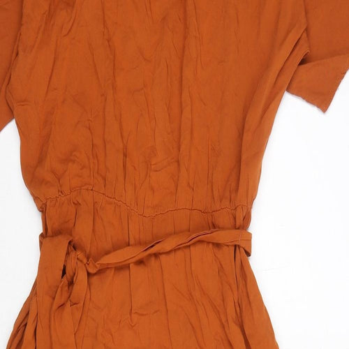 ASOS Womens Brown Viscose Jumpsuit One-Piece Size 14 L26 in Button