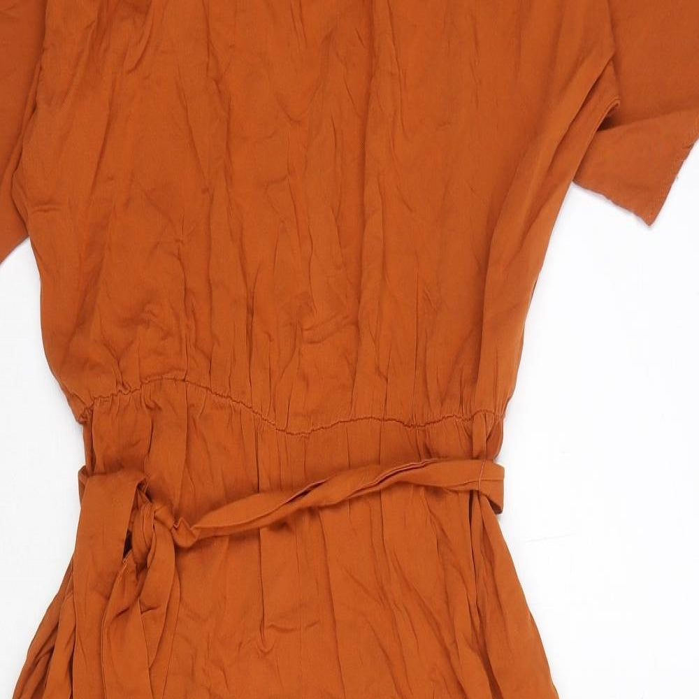 ASOS Womens Brown Viscose Jumpsuit One-Piece Size 14 L26 in Button