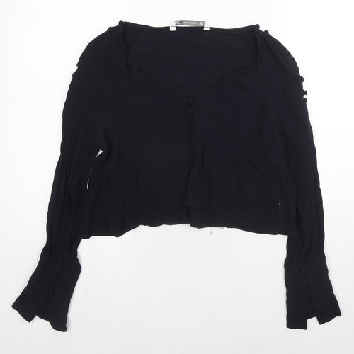 Zara Womens Blue Polyester Basic Blouse Size M Scoop Neck