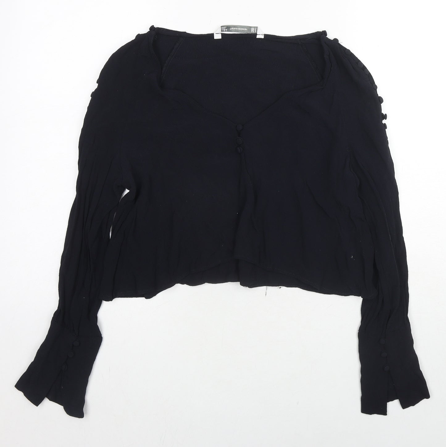 Zara Womens Blue Polyester Basic Blouse Size M Scoop Neck