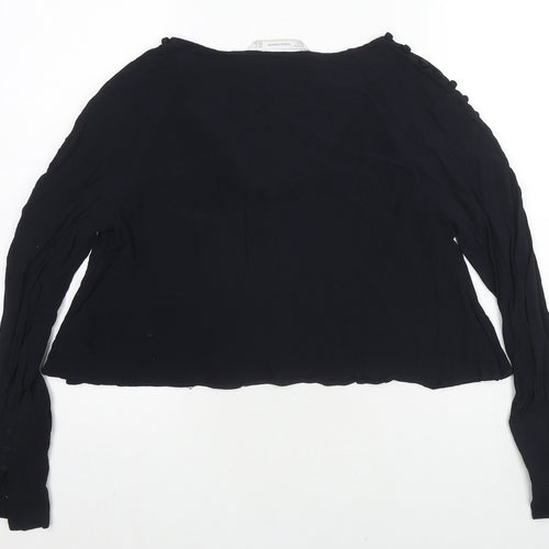 Zara Womens Blue Polyester Basic Blouse Size M Scoop Neck