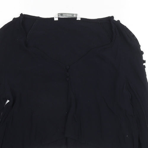 Zara Womens Blue Polyester Basic Blouse Size M Scoop Neck