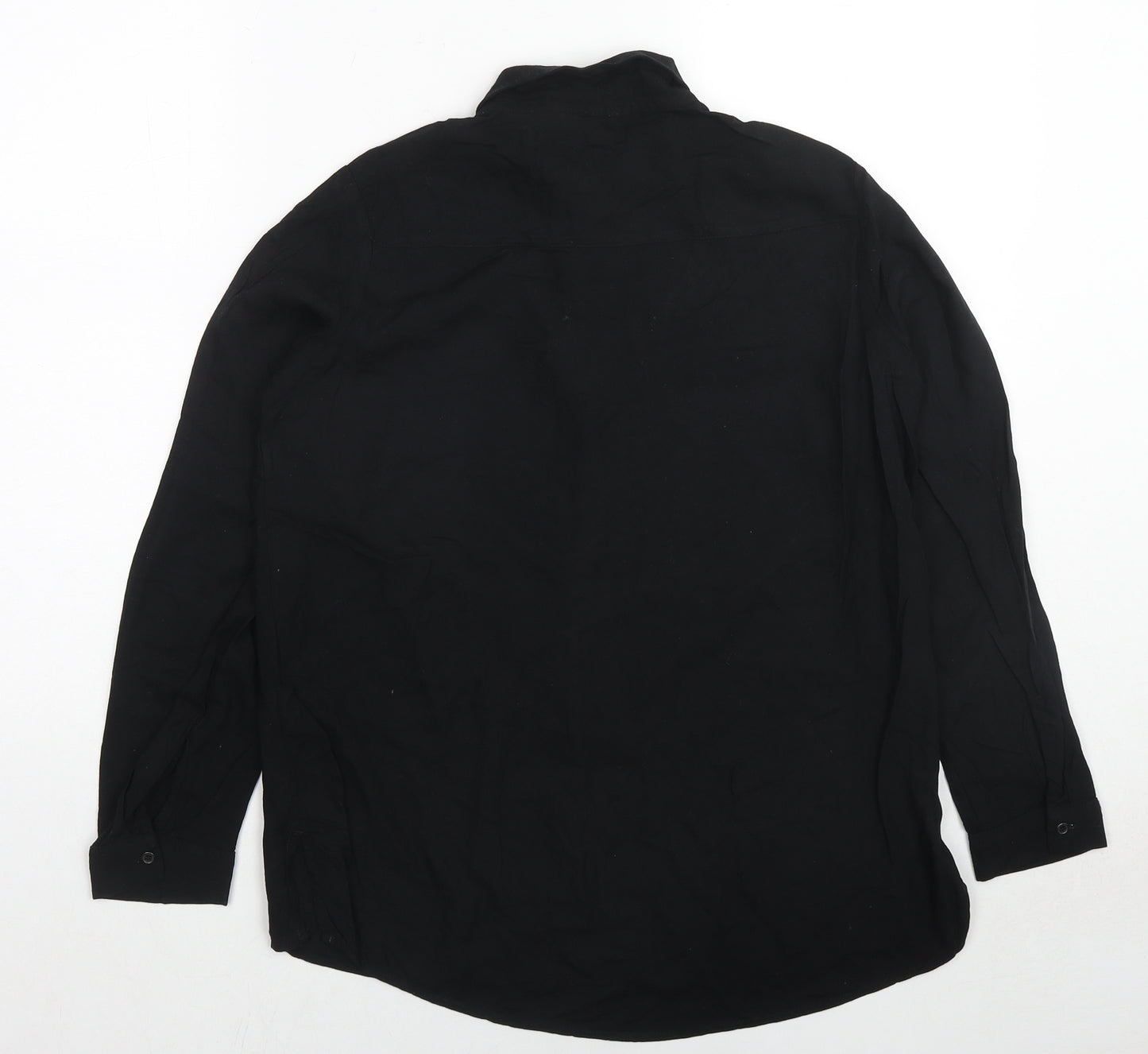 Divided by H&M Womens Black Viscose Basic Button-Up Size 10 Collared