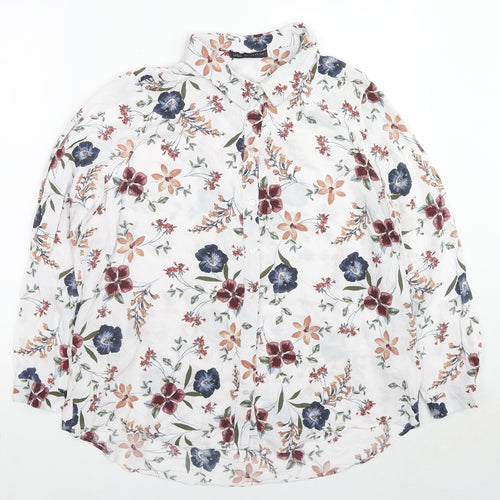 Marks and Spencer Womens Multicoloured Floral Viscose Basic Button-Up Size 16 Collared