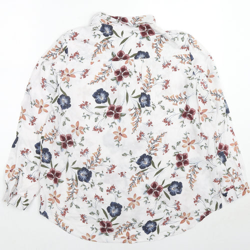 Marks and Spencer Womens Multicoloured Floral Viscose Basic Button-Up Size 16 Collared