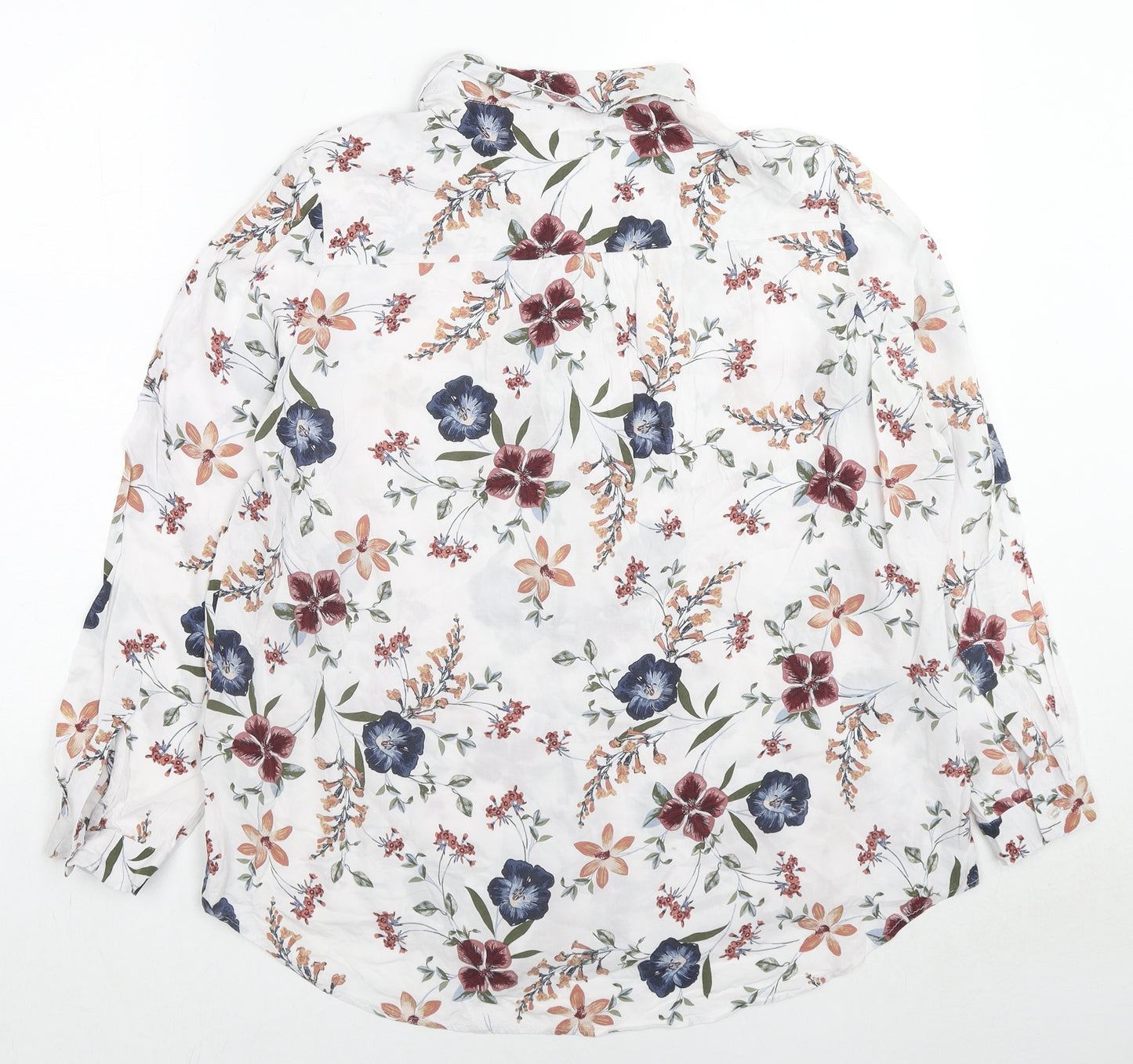 Marks and Spencer Womens Multicoloured Floral Viscose Basic Button-Up Size 16 Collared