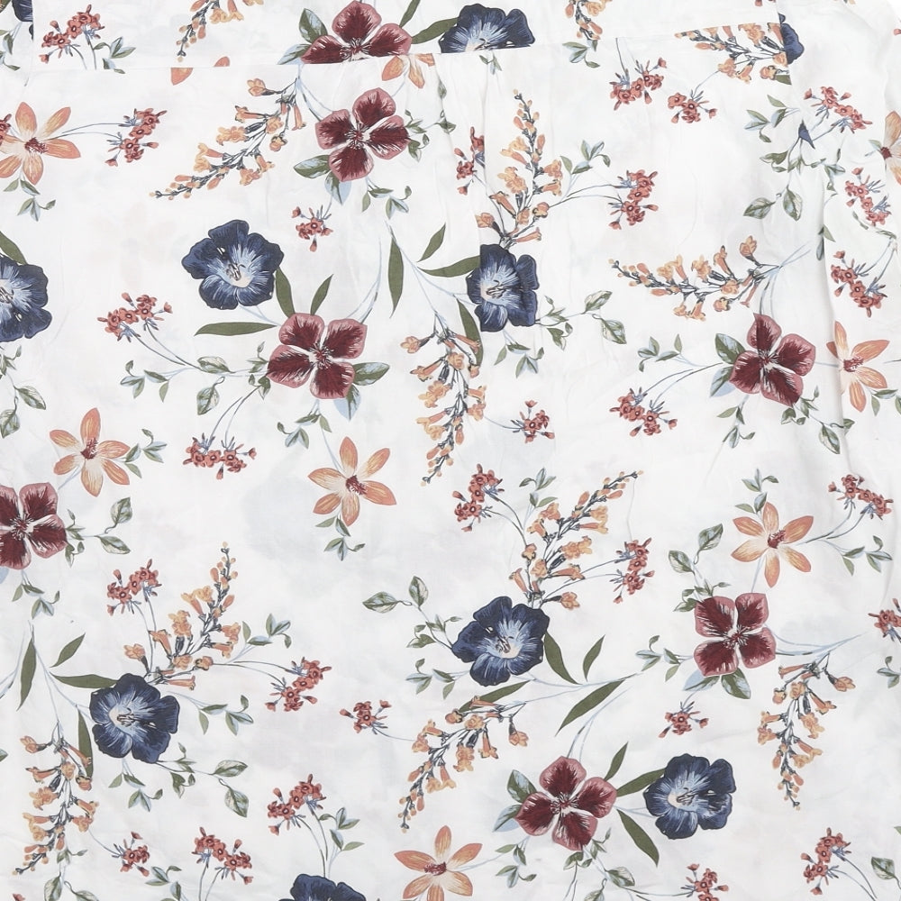 Marks and Spencer Womens Multicoloured Floral Viscose Basic Button-Up Size 16 Collared
