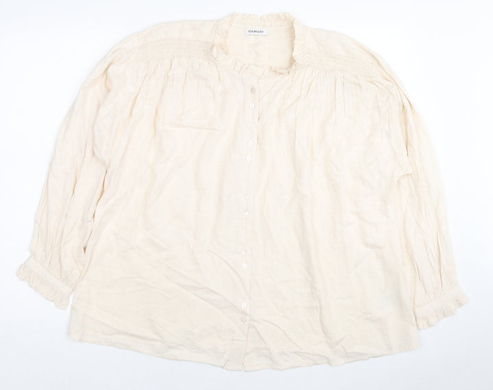 Damart Womens Beige Viscose Basic Button-Up Size 18 Mock Neck