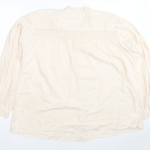 Damart Womens Beige Viscose Basic Button-Up Size 18 Mock Neck