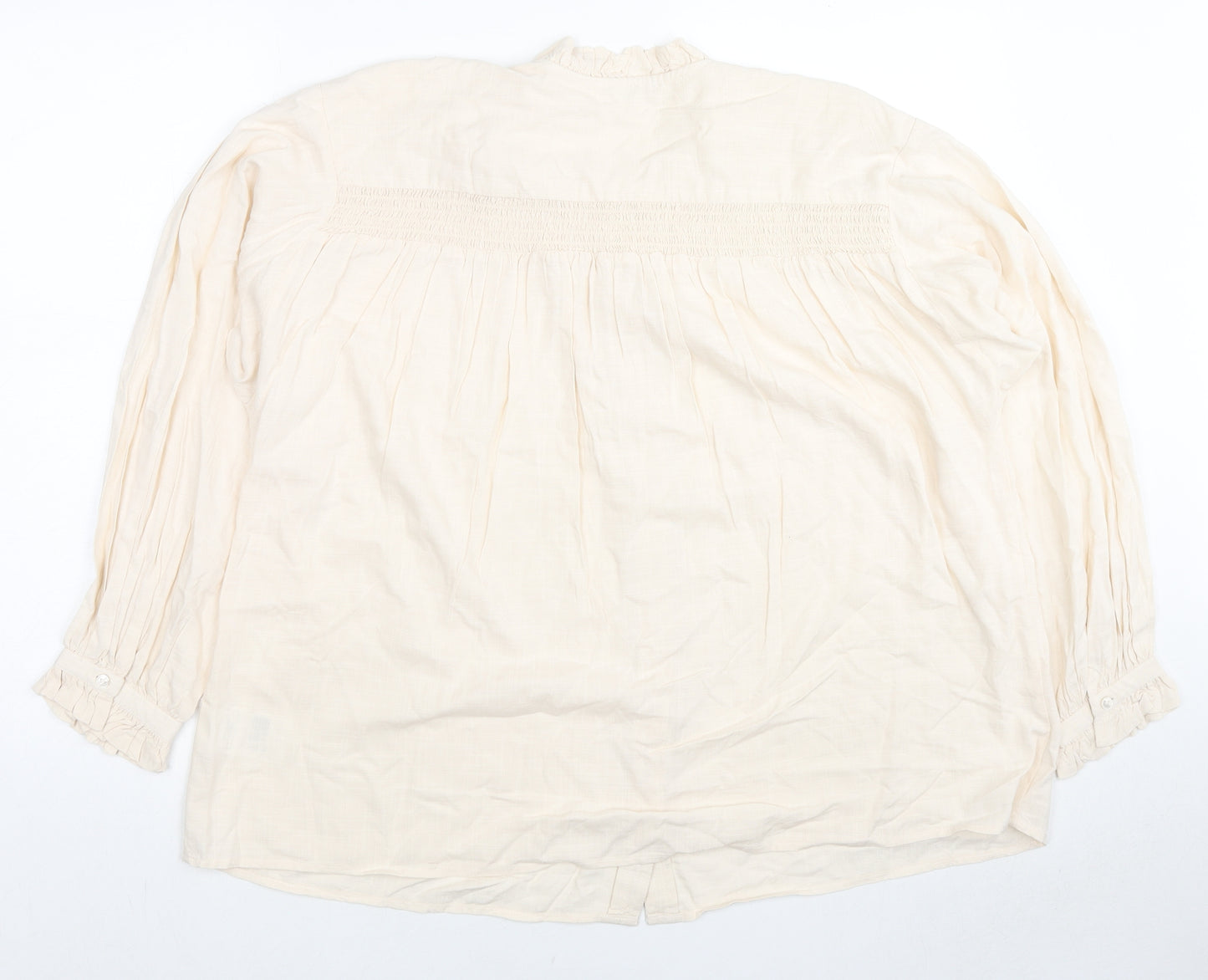 Damart Womens Beige Viscose Basic Button-Up Size 18 Mock Neck