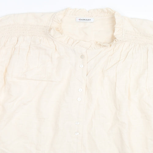 Damart Womens Beige Viscose Basic Button-Up Size 18 Mock Neck