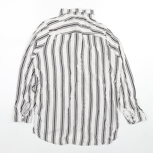 Divided by H&M Womens White Striped Viscose Basic Button-Up Size 6 Collared
