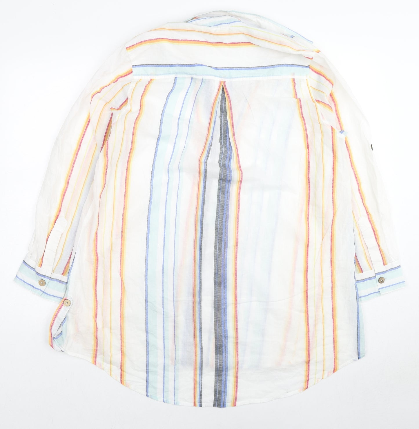 Violet Sky Womens Multicoloured Striped Cotton Basic Blouse Size L Collared