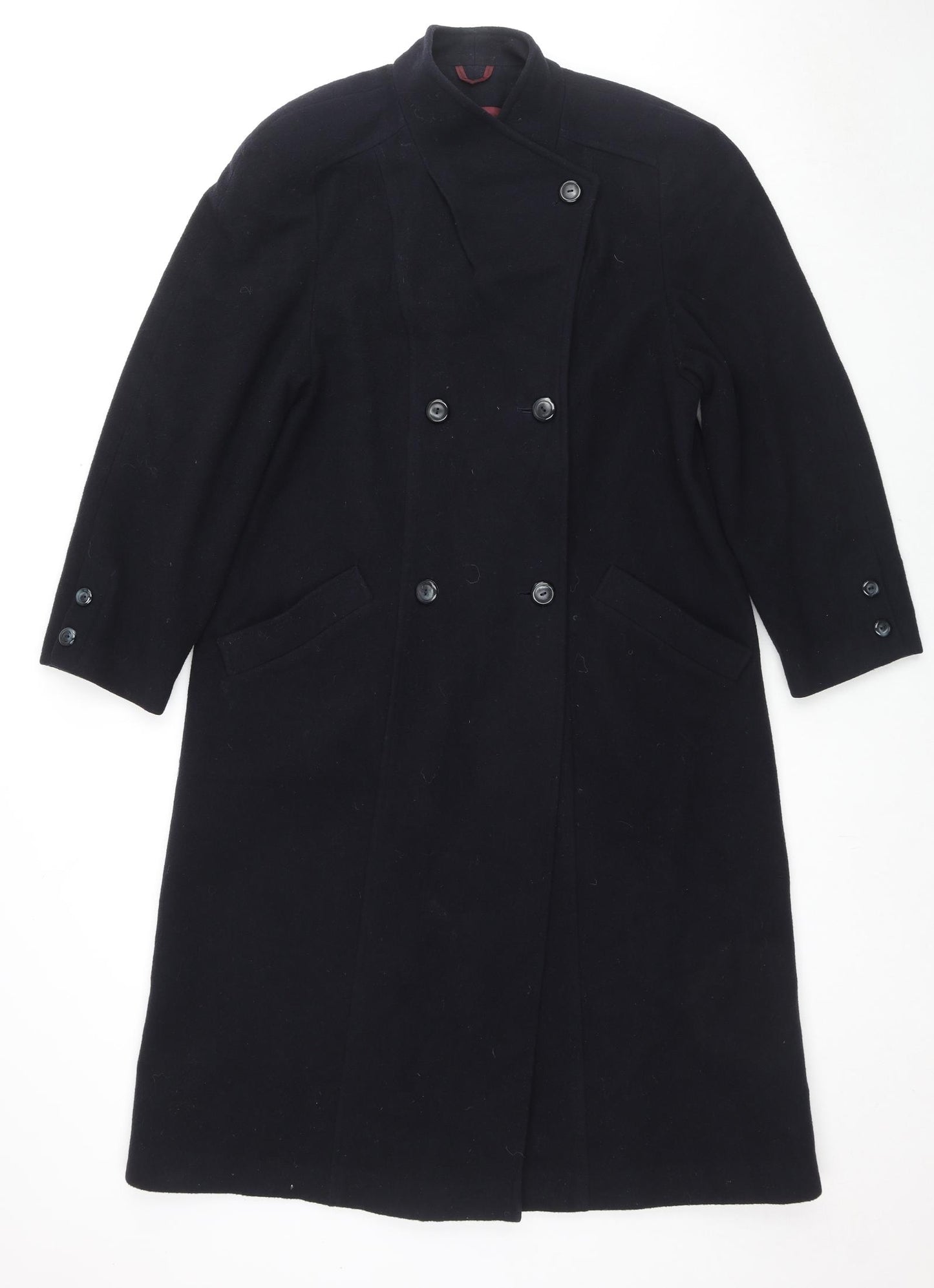 I.Q. Womens Black Overcoat Coat Size 10 Button