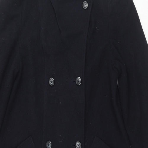 I.Q. Womens Black Overcoat Coat Size 10 Button