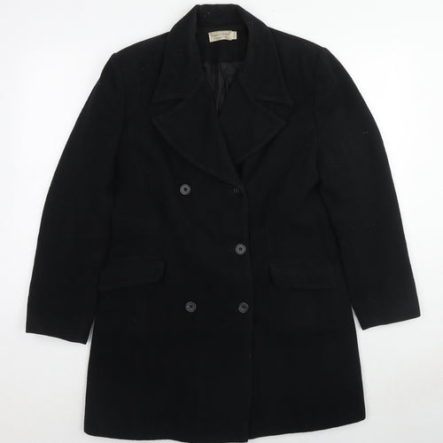 Charlotte Halton Womens Black Overcoat Coat Size 12 Button