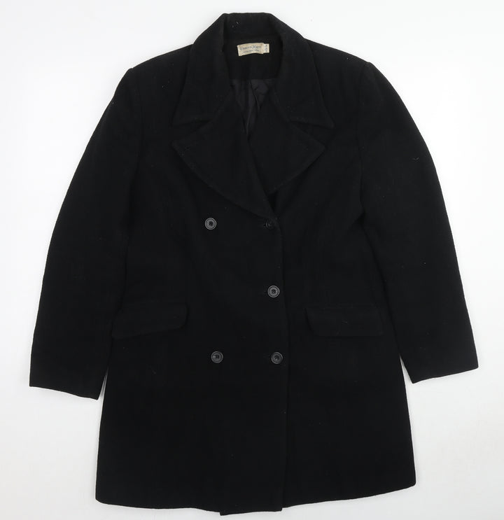 Charlotte Halton Womens Black Overcoat Coat Size 12 Button