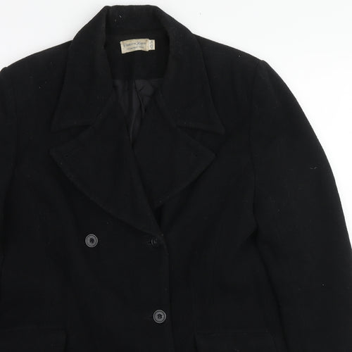 Charlotte Halton Womens Black Overcoat Coat Size 12 Button