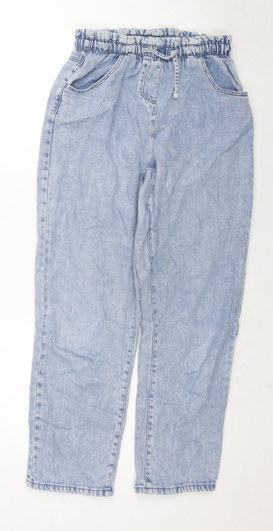 NEXT Girls Blue Lyocell Straight Jeans Size 12 Years L26 in Regular Drawstring