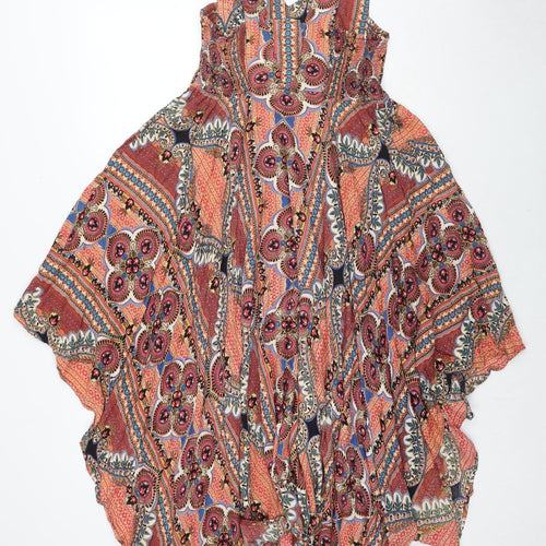 Angie Womens Multicoloured Geometric Viscose A-Line Size M V-Neck Pullover