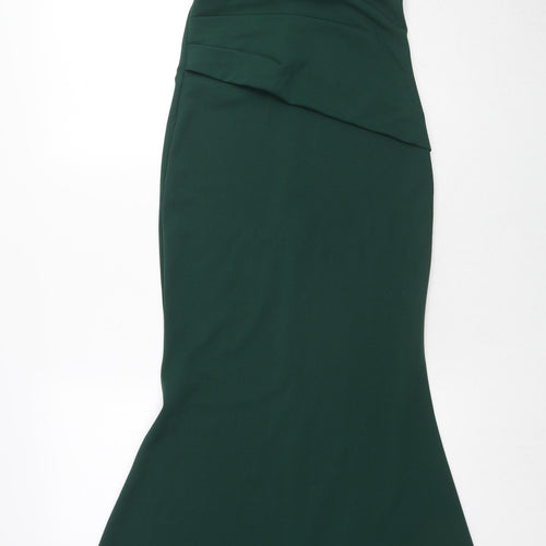 Goddiva Womens Green Polyester Mermaid Size 8 V-Neck Zip