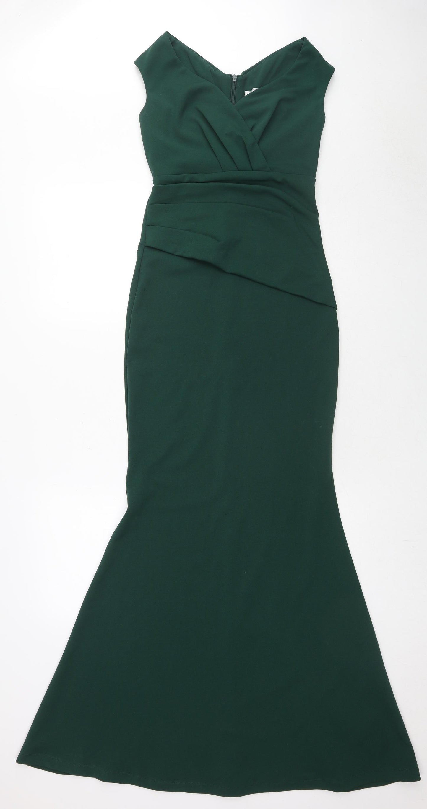 Goddiva Womens Green Polyester Mermaid Size 8 V-Neck Zip