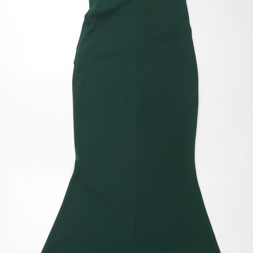 Goddiva Womens Green Polyester Mermaid Size 8 V-Neck Zip