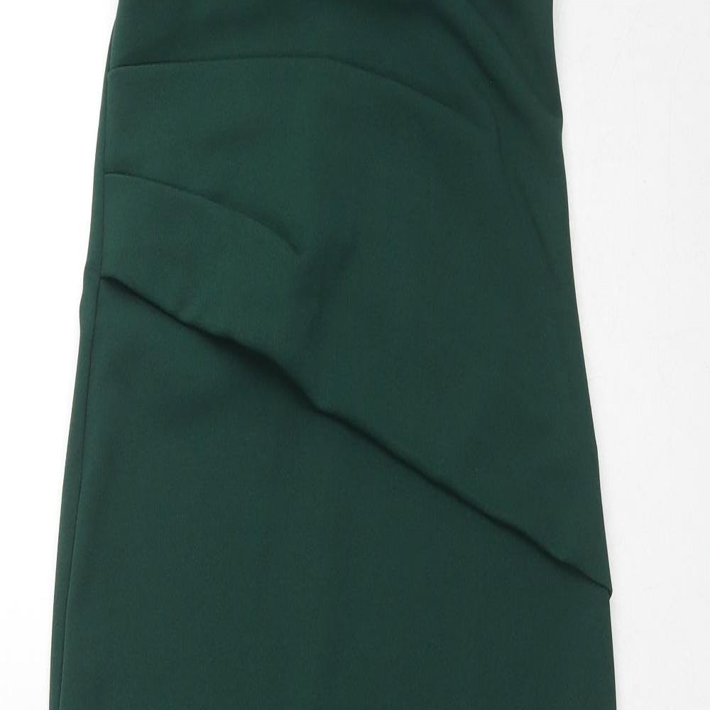 Goddiva Womens Green Polyester Mermaid Size 8 V-Neck Zip