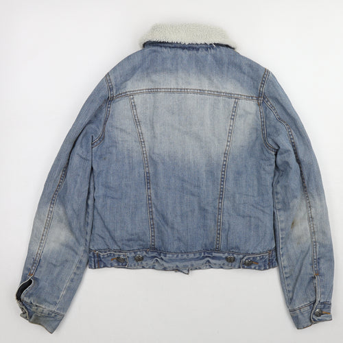 Denim & Co. Womens Blue Jacket Size 10 Button