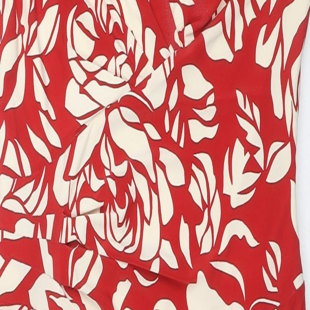 Phase Eight Womens Red Floral Polyester Pencil Dress Size 10 V-Neck Pullover