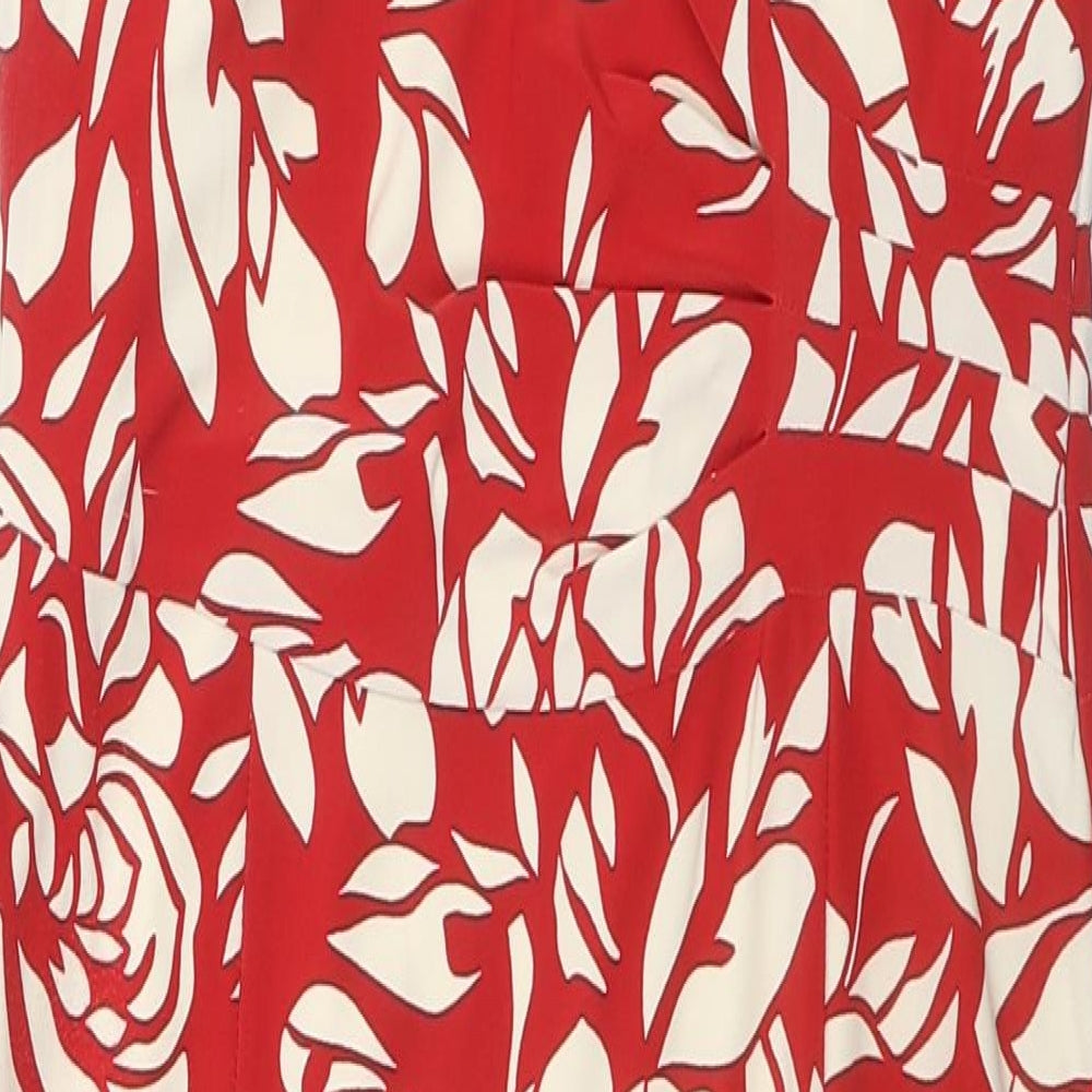 Phase Eight Womens Red Floral Polyester Pencil Dress Size 10 V-Neck Pullover