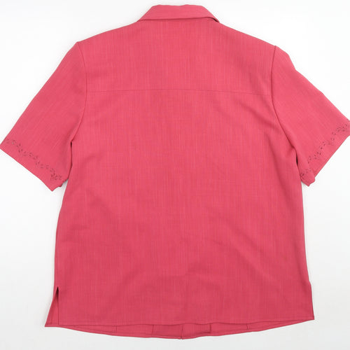 Oscar B. Womens Pink Polyester Basic Button-Up Size 20 Collared