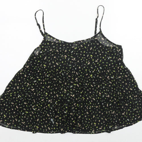 Divided by H&M Womens Black Floral Polyester Camisole Tank Size 8 Scoop Neck