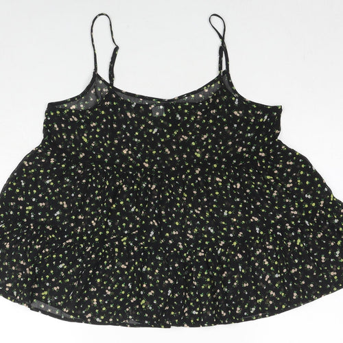 Divided by H&M Womens Black Floral Polyester Camisole Tank Size 8 Scoop Neck