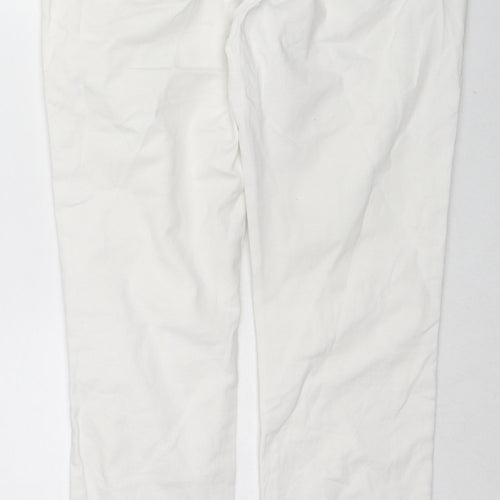 Wallis Womens White Cotton Straight Jeans Size 12 L28 in Regular Zip
