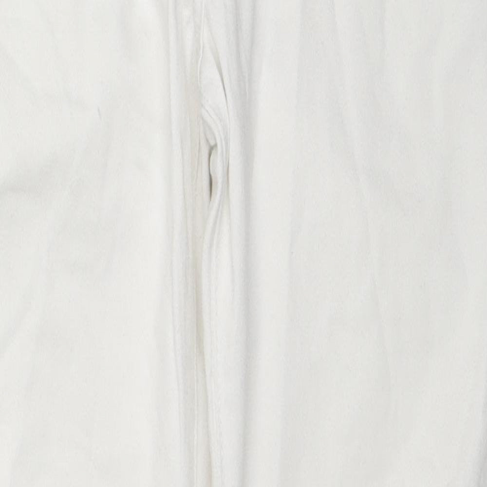 Wallis Womens White Cotton Straight Jeans Size 12 L28 in Regular Zip