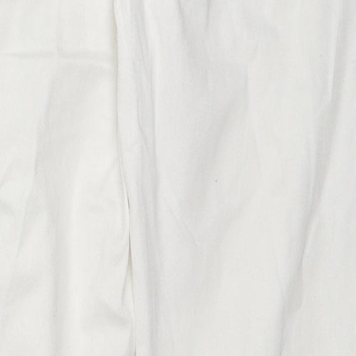 Wallis Womens White Cotton Straight Jeans Size 12 L28 in Regular Zip