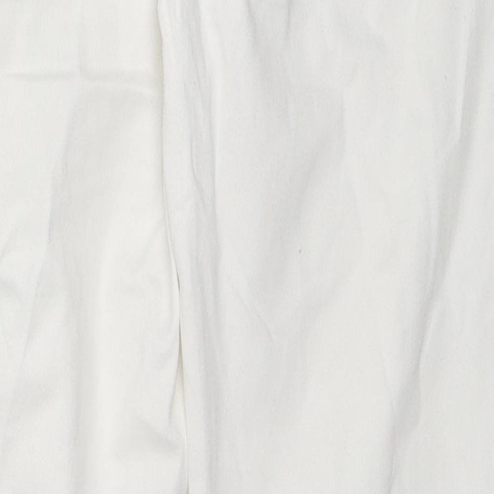 Wallis Womens White Cotton Straight Jeans Size 12 L28 in Regular Zip