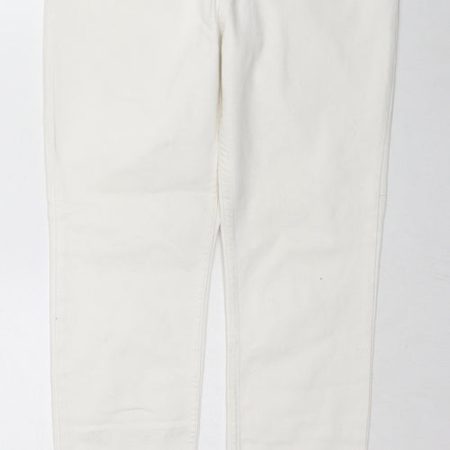 New Look Womens White Cotton Skinny Jeans Size 14 L28 in Regular Zip
